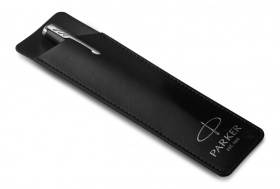 Перьевая ручка и чехол из кожи Parker Sonnet Premium Refresh BLUE CT, перо 18K, толщина F, цвет чернил black, подарочной упаковке