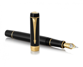 Ручка перьевая Parker Duofold Classic Centennial Black GT стержень: M, цвет чернил: black, в подарочной упаковке.