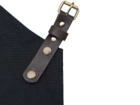 Фартук из канваса с ремнями из натуральной кожи, материал: канвас смесовый, плотность 450 гр/м, натуральная кожа КРС, цвет черный, коричневый темный