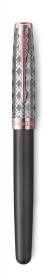 Перьевая ручка и чехол из кожи Parker Sonnet Premium  GREY GT, перо 18K, перо: F, цвет чернил black, в подарочной упаковке