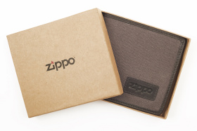 Портмоне ZIPPO, коричневое, натуральная кожа / холщовая ткань, 11x1,5x10,5 см