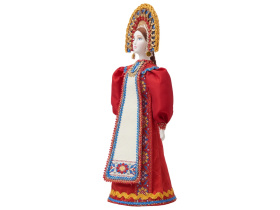 Подарочный набор: кукла фарфоровая, чай Малина с мятой, красный