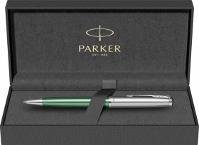 Шариковая ручка Parker Sonnet Essentials Green SB Steel CT, цвет чернил black, перо: M, в подарочной упаковке.