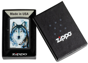 Зажигалка ZIPPO Feed the Good Wolf с покрытием Black Matte, латунь/сталь, черная,матовая,38x13x57 мм