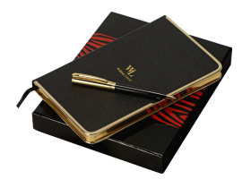 Набор: записная книжка, ручка William Lloyd , черный/золотистый