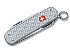 Нож-брелок VICTORINOX Classic Alox, 58 мм, 5 функций, алюминиевая рукоять, серебристый