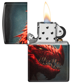 Зажигалка ZIPPO Dragon Design с покрытием 540 Matte, латунь/сталь, черная, 38x13x57 мм