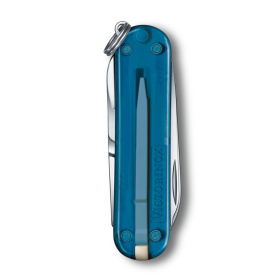 Нож-брелок VICTORINOX Classic SD Colors "Sky High", 58 мм, 7 функций, полупрозрачный синий